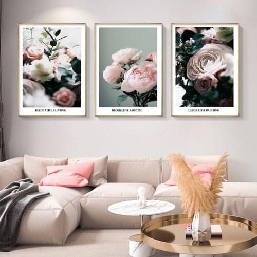 Peony Rose Floral Wall Art Prints Plant Flower Canvas Painting Nordic Poster Living Room Bedroom Fashion Pictures Home Decor