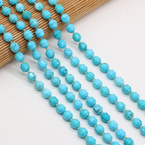 Natural Semiprecious Stone Round Shape Blue TurquoiseCrystal Scattered Beads for DIY Necklace Bracelet Making Jewelry8mm