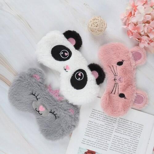 NEW Panda Eye Mask Women Plush Animal Mouse Bear Eye Cover Cute Plush Eye Mask Girl Toy Suitable For Travel Home Party Eyeshade