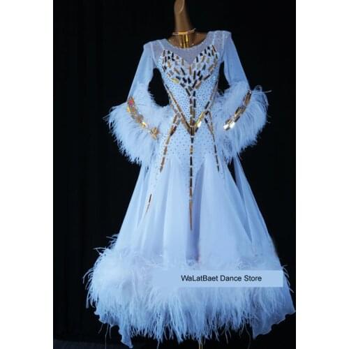 New Standard Ballroom Dance Dress Women Girls Competition Costume Lycra Waltz Stage Custom Made Royalbule