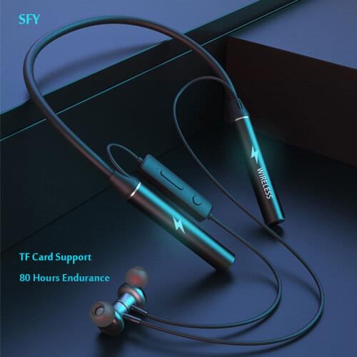 Support TF Card 80 Hours Endurance Bluetooth Earbuds Wireless Audiophile Headphones Bass Stereo Neckband Earphones Sport Headset