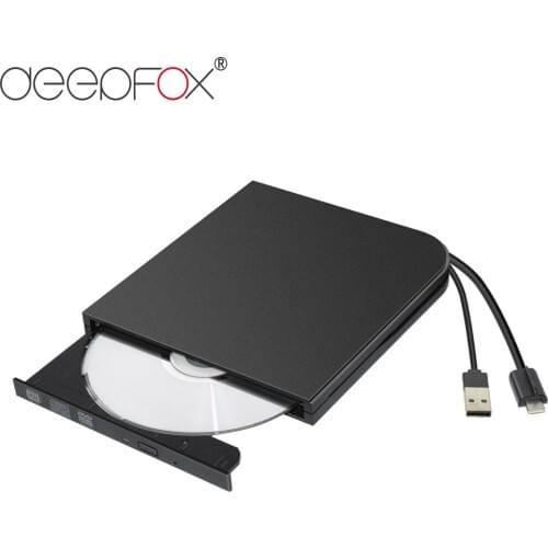 Deepfox USB 3.1 Portable External CD-RW DVD-RW Type C CD DVD ROM Player Drive Writer Rewriter Burner For MacBook Air/Pro Laptop