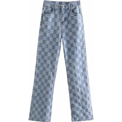 Casual Plaid Maxi Straight Leg Pants DLZK105