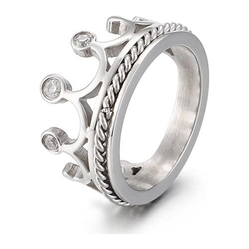 Luxury designer stainless steel fashion jewelry hand finger crown rings for women