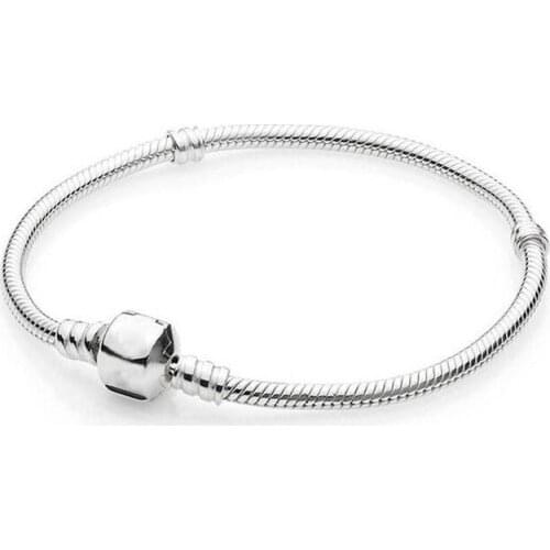 S925 Sterling Silver Bracelet Classic Round Square Love Chain Buckle Base Snake Bone Chain Accessories
