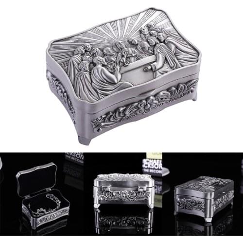 Rosary Necklace Jewelry Storage Box Catholic Christian Rosary Tiny Trinket Case for Earrings Necklace Treasure Organizer