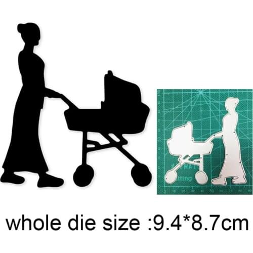 2021 New Metal Cutting Dies Cut Mold Mother Baby Carriage Decoration Scrapbook Paper Craft Knife Mould Blade Punch Stencils Dies