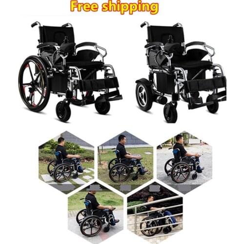 Aluminium Alloy Wheel Chair Stable Foldable Lightweight Electric Wheelchair With Double Lithium Battery
