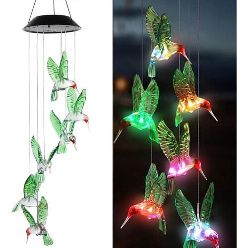 Led Colorful Lighting Lamp Ourdoor Decor Color-Changing Moms Best Gifts Hanging Solar Green Hummingbird Waterproof Lamps