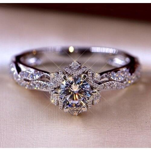 Modyle Bridal Ring with Round Brilliant Cubic Zircon Prong Setting Anniversary Engagement Wedding Rings for Women Size 6-10 3mm