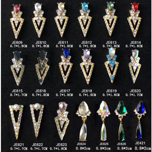 0.7*1.8mm-100pcs Vintage Hollow Metal Alloy Decoration Nails Art Rhinestones 3D Nail Jewelry AB With Pearls Charm Accessory @G45