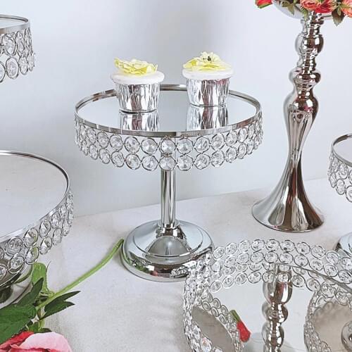 1pcs Round Cake Stand Pedestal Holder Party crystal silver color