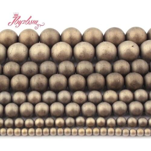 2,3,4,6,10mm Frost Matte Round Light Gold Hematite Natural Stone Beads For DIY Necklace Bracelet Jewelry Making 15"Free Shipping