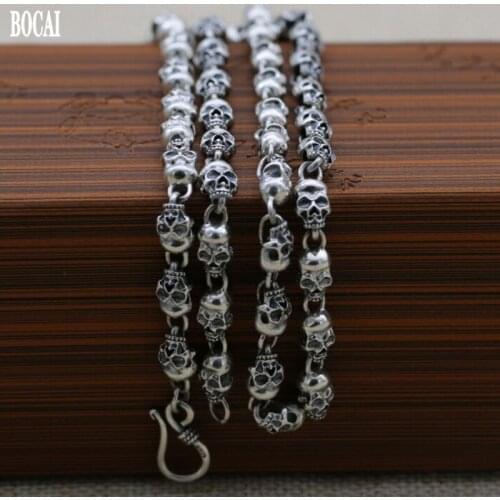 2020 Neo-Gothic rock style, domineering man necklace new real s925 pure silver skull chain vintage Thai silver necklace for men