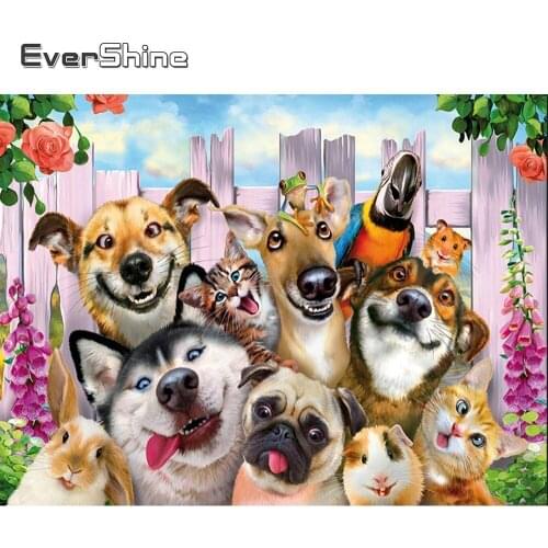 EverShine 5D DIY Full Square Diamond Painting Dog Diamond Embroidery Rhinestones Cartoon Animals Diamonds Art Childrens Gift