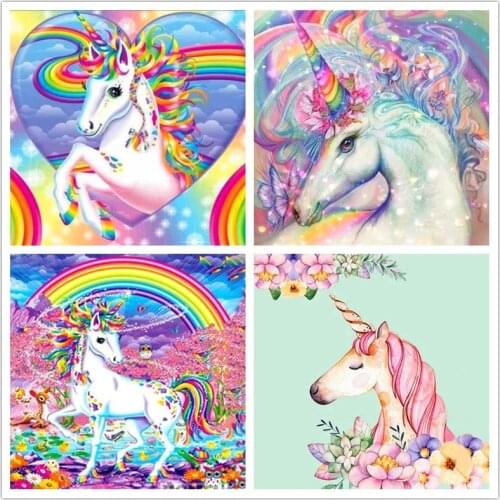 Unicorn Diamond Painting Full Round Drill Cartoon Magic Unicorn Rhinestones Cross Stitch Mosaic Home Decor Kids Gift 5D DIY
