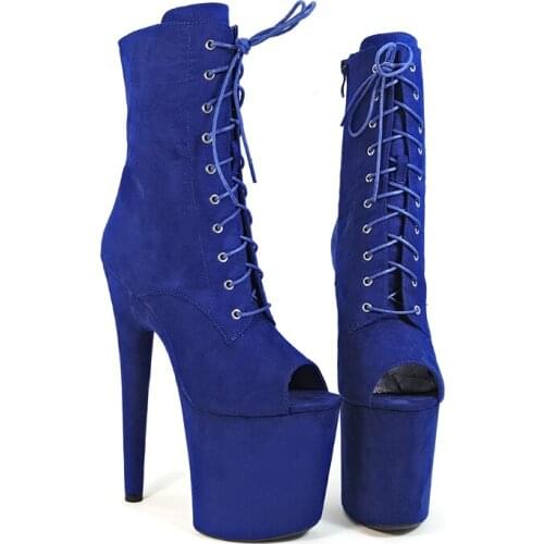 Leecabe 20CM Pole dancing shoes High Heel platform Boots open toe with suede materials cover heels Pole Dancing boot
