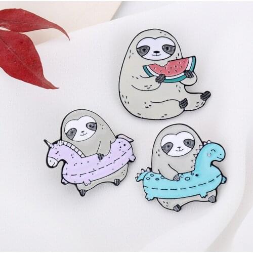 Creative Cartoon Sloth Enamel Pin Lazy Animal Cartoon Sloth Badge Brooches for Women Denim Shirt Bag Cute Jewelry Gift