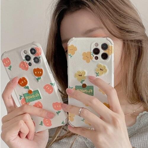 Tobebest Embroidered Flower Pattern Phone Cases for iPhone 12 Pro Max 11 Pro Max X XS XR 7 8 Plus SE2020 Soft Silicone Cover