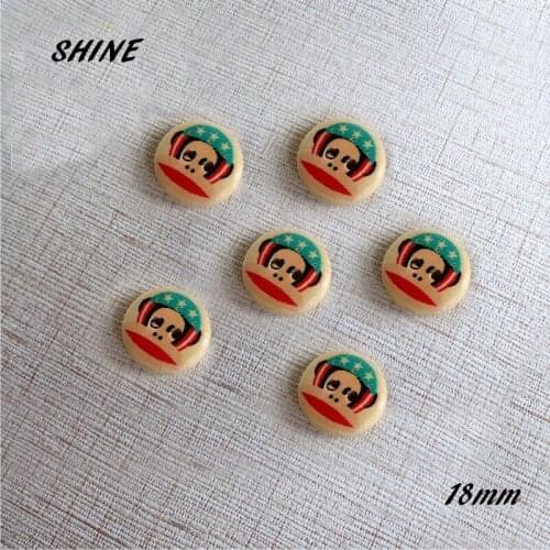 Wooden Sewing Buttons Scrapbooking Round 2 Holes Funky Monkey Painting 15mm 50PCs Costura Botones Decorate bottoni botoes