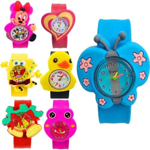 Children Watch Cartoon 7 Styles Mouse Duck Frog Love Butterfly Shape Quartz Kids Watch for Boys Baby Girls Gift Toy Reloj Clock