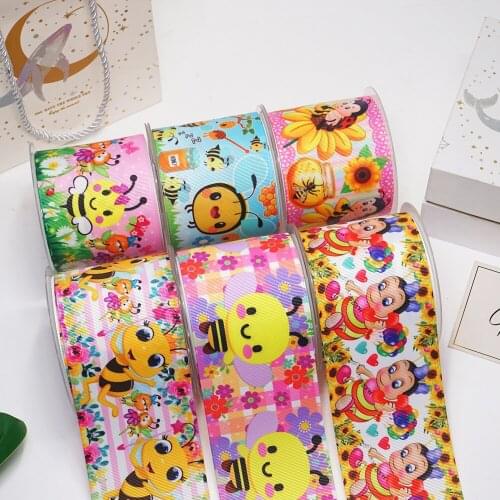 DIY Cartoon Bee Printed Grosgrain Ribbon For Craft Supplies Sewing Accessories 5 Yards, Planar Resins Mold 10 Pieces. 54266