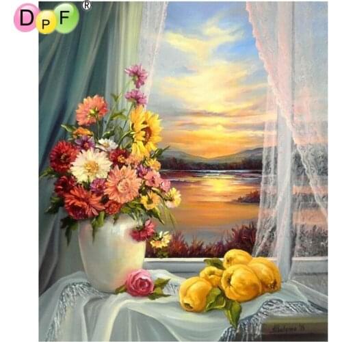 DPF Diamond embroidery vase Diamond Painting Cross Stitch flower square full diamond Mosaic Needlework home decor crafts a gift