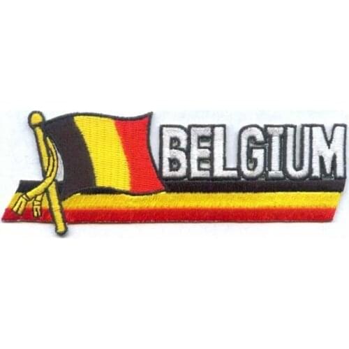 Custom Belgium Flag Patch Fabric Name Labels for Clothing Heat Cut Edge with Iron On Backing Accept Customed Request MOQ50pcs