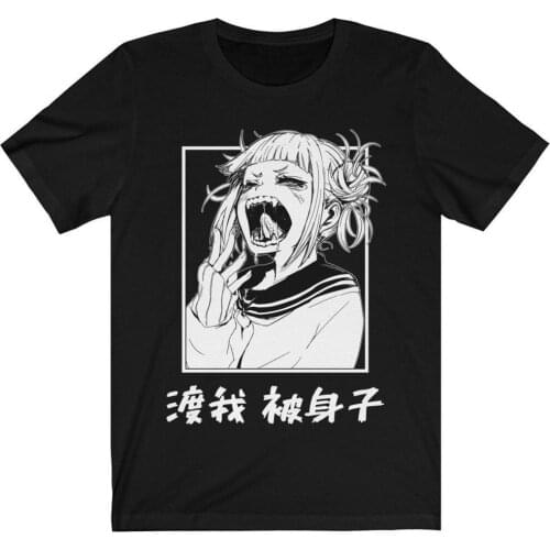 My Hero Academia Himiko Toga Printed Round Neck T-Shirts Cozy Cotton Tops Summer