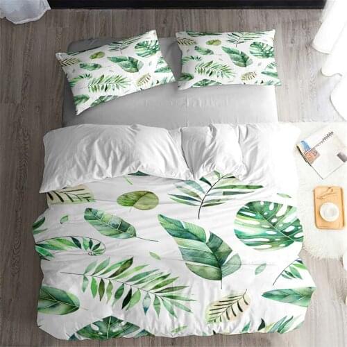 HELENGILI 3D Bedding Set Tropical Plants Print Duvet Cover Set Bedclothes with Pillowcase Bed Set Home Textiles #RDZW-21