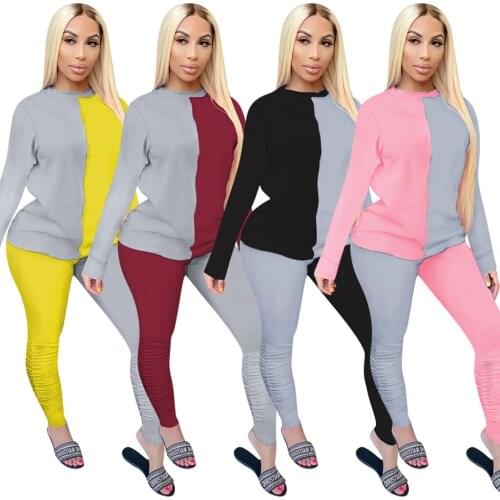 Echoine Women Two Piece Set Long Sleeve Tops Stacked Jogger Pants Suit Tracksuit Sports Fitness Outfit Autumn Ladies Active Wear