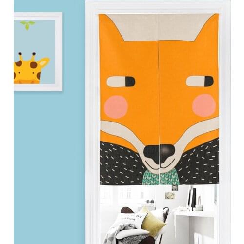 Fox Panda Bear Bunny Animal Door Curtain Linen Tapestry Study Bedroom Home Decor Kitchen Curtains Customizable/85x120cm/85x90cm