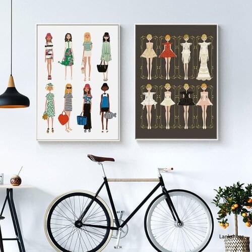 Fashion Figure Painting on The Wall Quadro Poster Nordic Style Decorative Picture Decor for Home Metal Organic Glass Frame