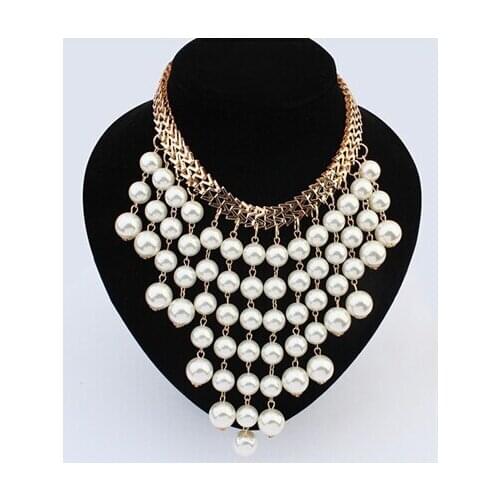 Hesiod Ruili fashion jewelry Simulated pearl necklace big exaggeration multilayer tassel pearl necklace