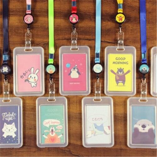 Fashion Unisex Cartoon Retractable Card Holder ID Business Case Bank Credit Card Name Badge Holder Office School Supplies