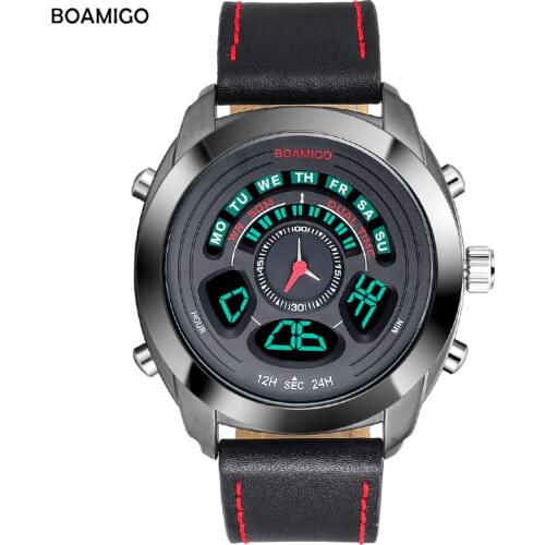BOAMIGO Brand Men Sports Watches man mens blue LED Digital analog Quartz Wristwatches Water Resistant Gift Clock Reloj Hombre