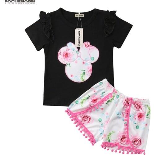 New Fashion Toddler Kids Baby Girl Clothes Set Summer Outfit Clothes Shirt Tops+Shorts Pants Set UK
