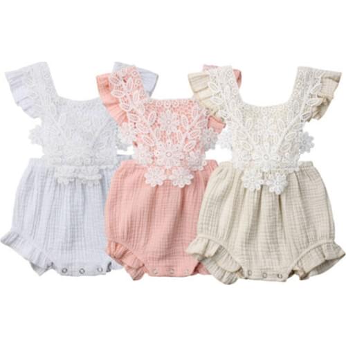 Pudcoco US Stock New Fashion Cute Newborn Kids Baby Girls Ruffle Lace Romper Playsuit Clothes Outfit