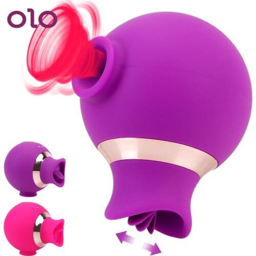 OLO 2 In 1 Licking Sucking Vibrator For Women 7 Frequency Nipples Massage Sucker Clitoris Stimulator Adult Products Sex Toys
