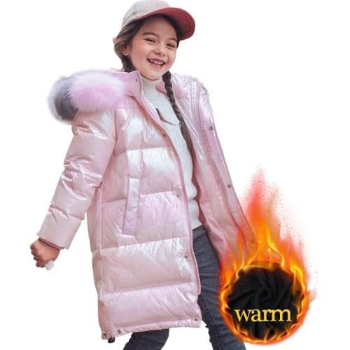 Girls Coat Parka Thick Warm Girl Coat Outerwear Fur Hoodies Coat Kids Teenage Kids Clothes Girl 6 8 10 12 14