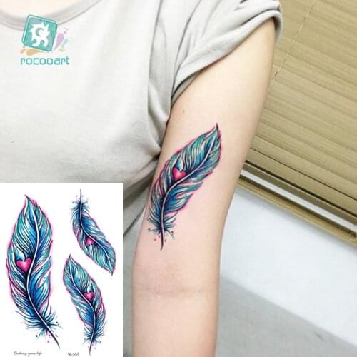 Rocooart Waterproof Temporary Tattoo Sticker Mandala Henna Bird Feather Body Art Tatto Flash Fake Tattoos for Women