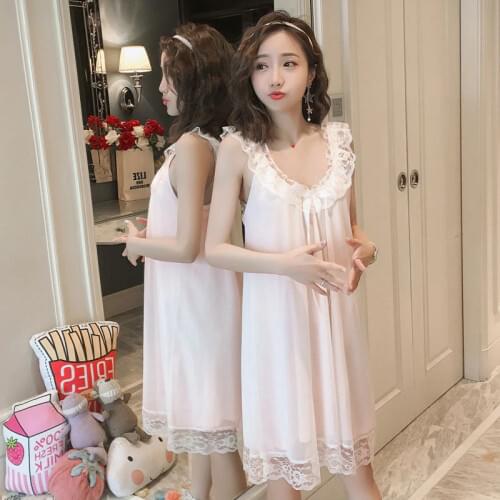 SLPBELY Lace Sexy Women Pajamas Sleeveless Summer Nighgrown Female Nightwear Sleepwear Lovely Girl Homewear Nightdress