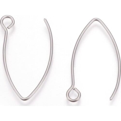 200pcs Vacuum Plating 304 Stainless Steel Ear Wire Earring Hooks, Golden Stainless Steel Color,26x15.5mm,Hole: 2.5mm; Pin: 0.7mm