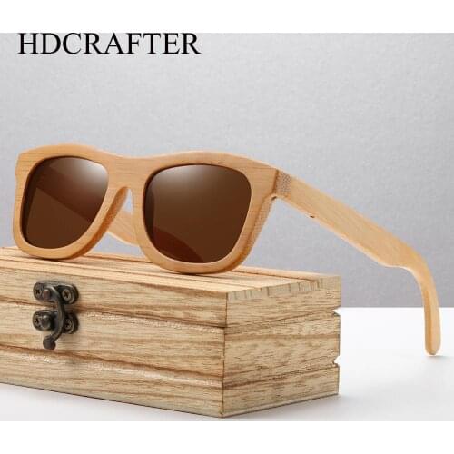 HDCRAFTER Vintage Bamboo Wooden Sunglasses Handmade Polarized Eyewear Sport Driving Protection Goggles Eyewear gafas De Sol