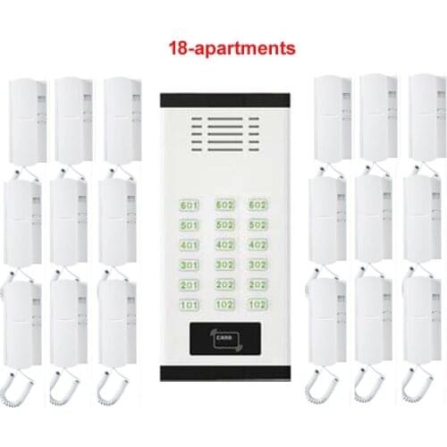 XinSiLu New Hot sale power line intercom audio door phone with direct call buttons support ID card to unlock, 18-apartments