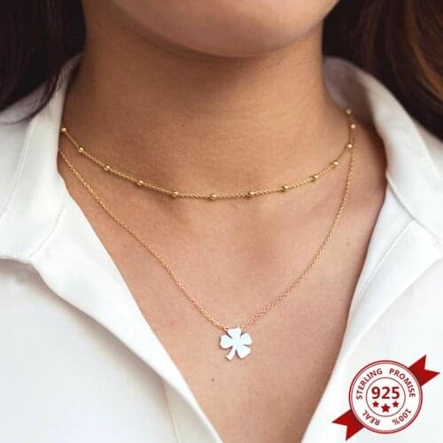 1PC 925 Sterling Silver Chain Beads Chain Necklace for Women Simple Choker Necklace Fashion Bohemia Jewelry Party Accessories