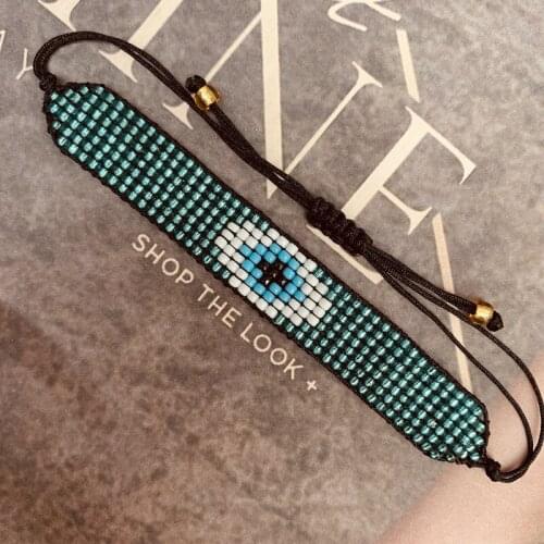 Turkish Evil Eye Bracelet Women Handmade Bule Glass Crystal Simple Miyuki Jewelry Thin Rope Pulsera Enthnic Charm Beads Bracelet