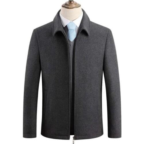 Winter new thick mens wool coat business casual coat warm windbreaker plus velvet jacket