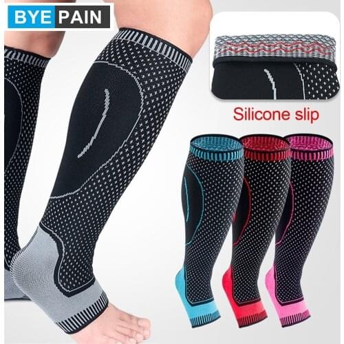 1Pcs BYEPAIN Sports Compression Leg Sleeve Basketball Football Calf Support Running Antiskid Shin Guard Cycling Leg Warmers