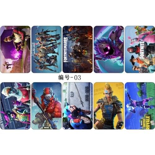 10 Pcs/set Original Fortnite Waterproof Thick Sticker PET Frosted Stickers Bank Cards Protection Sticker Multifunctional Paste